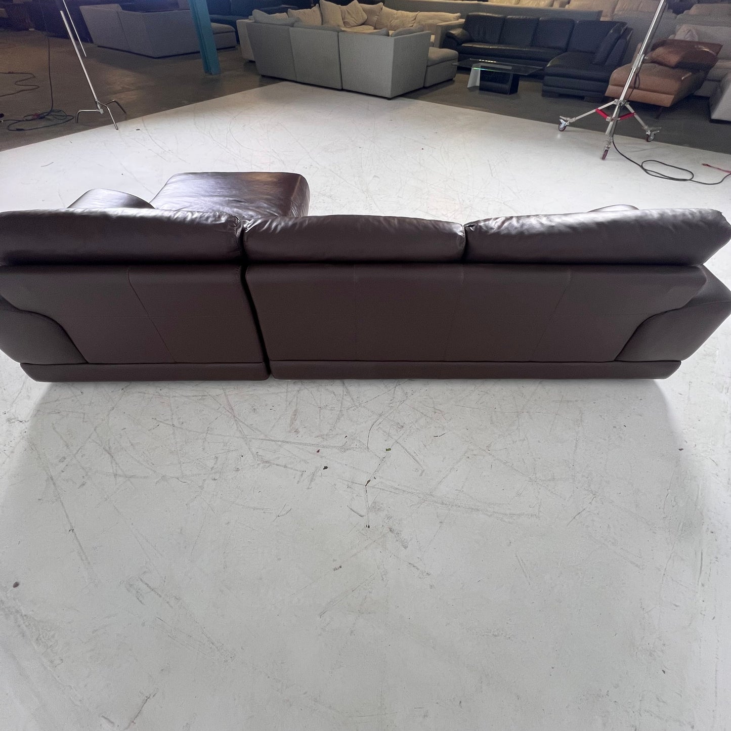 Genuine high end brown leather sectional. L Shaped sofa couch