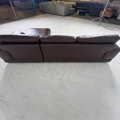 Genuine high end brown leather sectional. L Shaped sofa couch