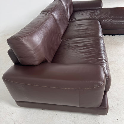 Genuine high end brown leather sectional. L Shaped sofa couch