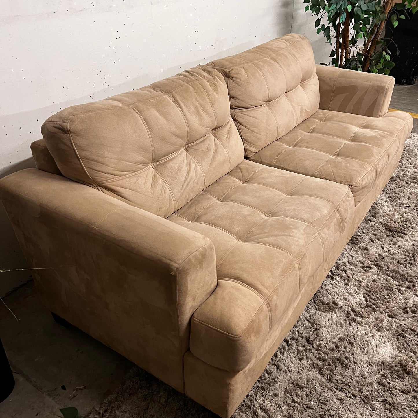 Suede sofa couch from the brick
