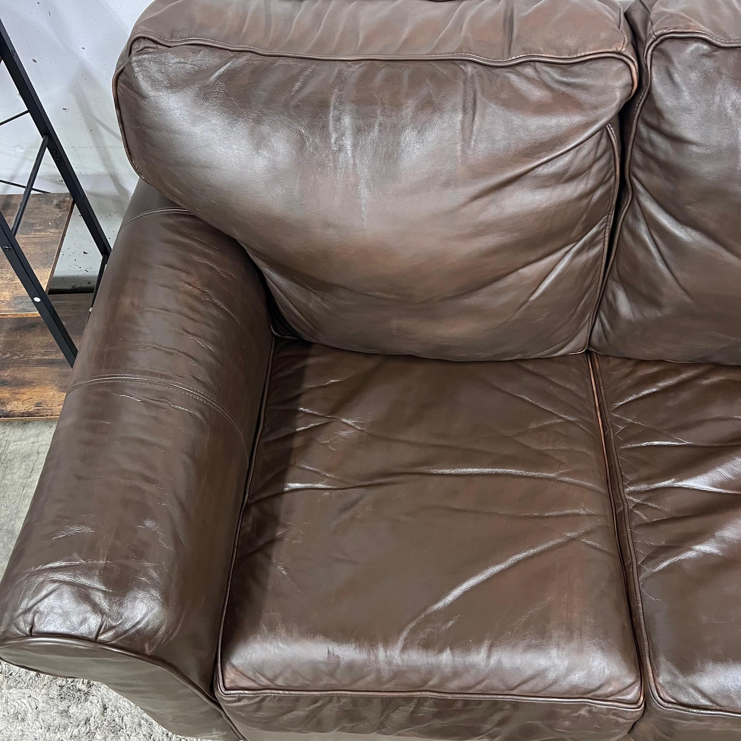 Leather pull out sofa bed.
