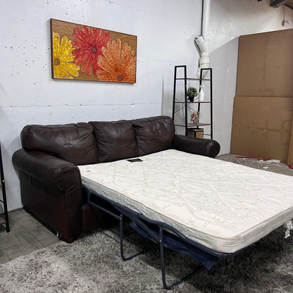 Leather pull out sofa bed.
