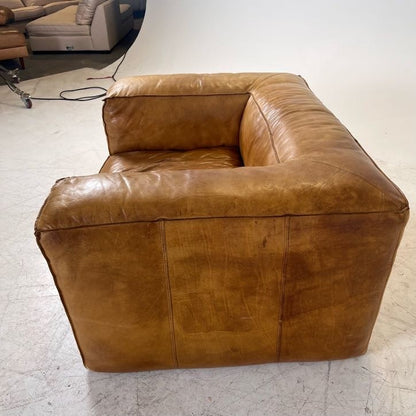Restoration Hardware fulham aniline leather chair. Giant single seater sofa couch.