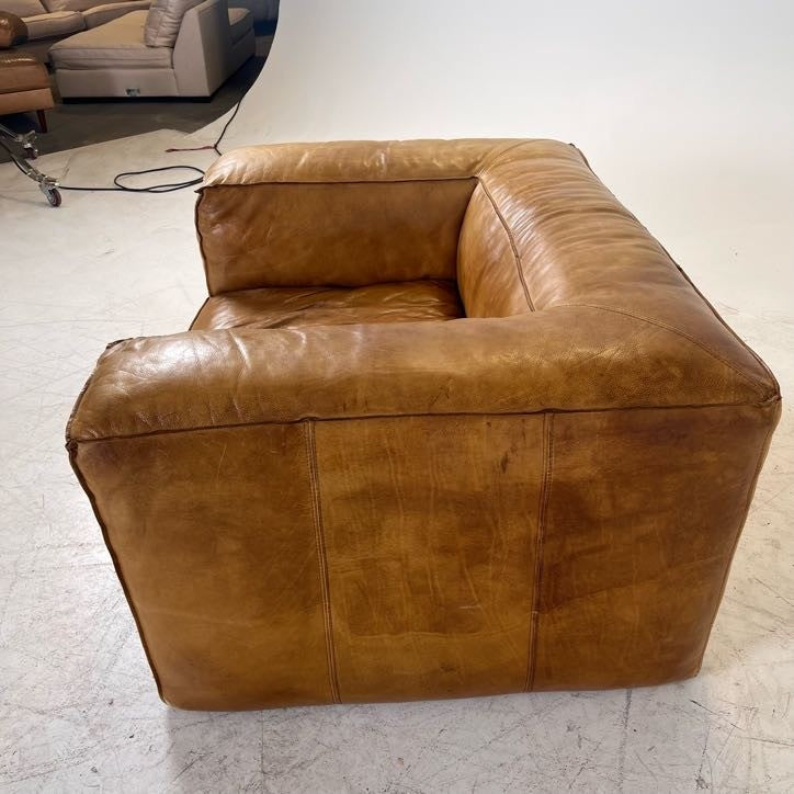 Restoration Hardware fulham aniline leather chair. Giant single seater sofa couch.