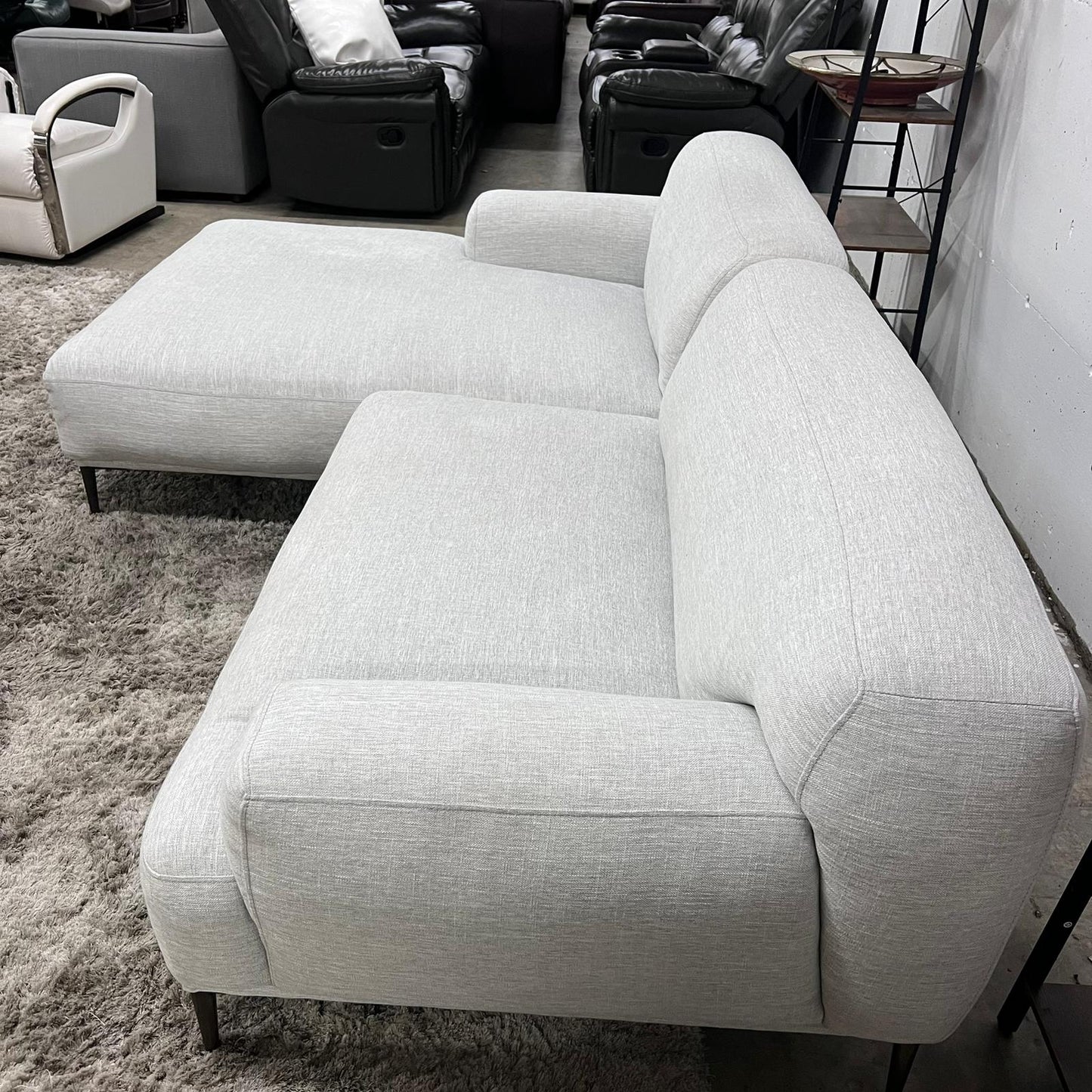 Article Abisko sectional. Grey fabric L shaped sofa couch.