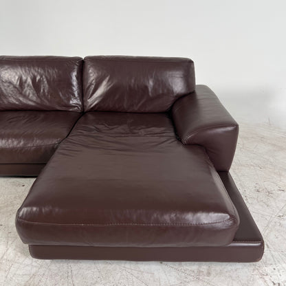 Genuine high end brown leather sectional. L Shaped sofa couch