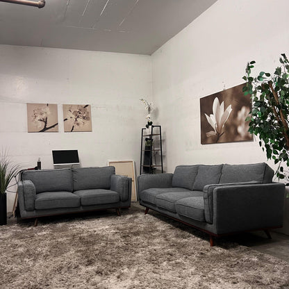 Article style sofa and loveseat set.