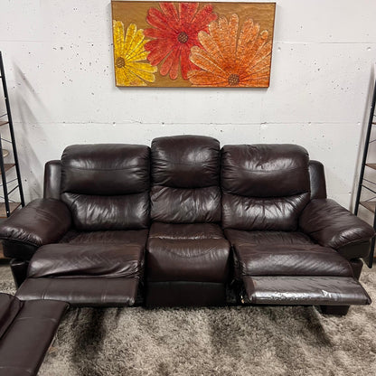 Real leather Reclining sofa set.