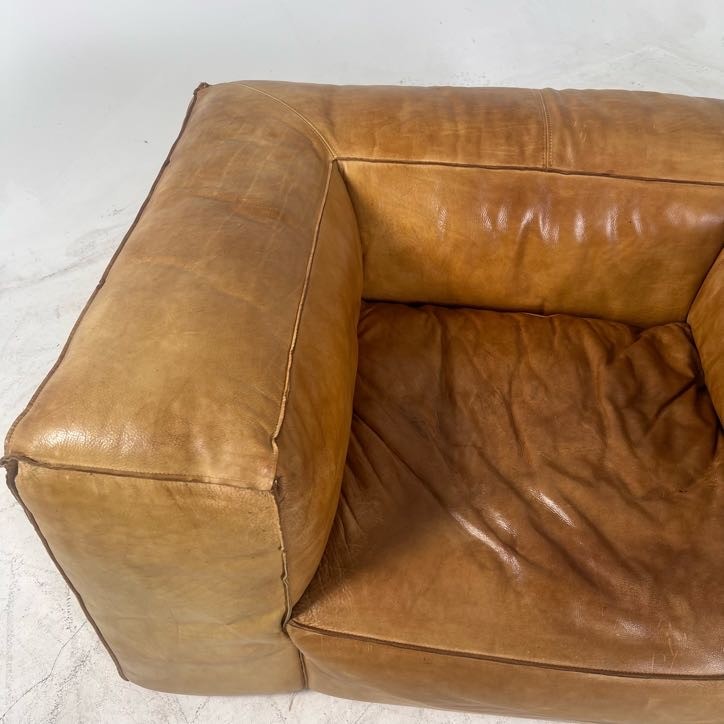 Restoration Hardware fulham aniline leather chair. Giant single seater sofa couch.