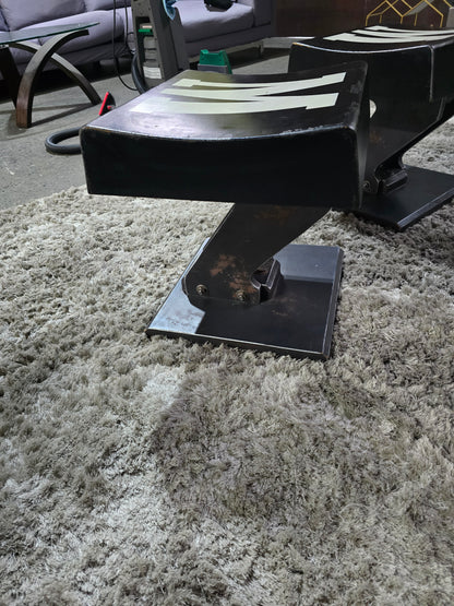 2 distressed stools Rh style