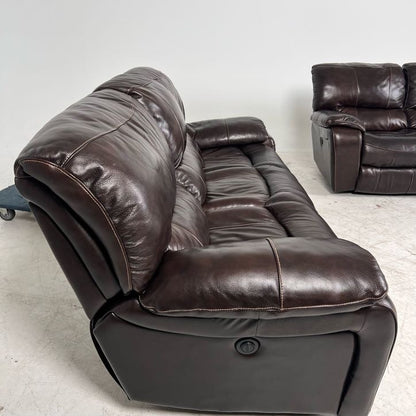 Power reclining sofa set. Genuine leather Power recliner set.