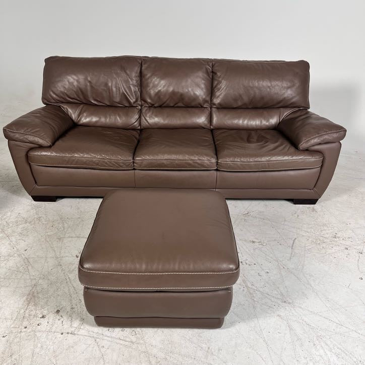 Natuzzi Editions full grain leather sofa set.