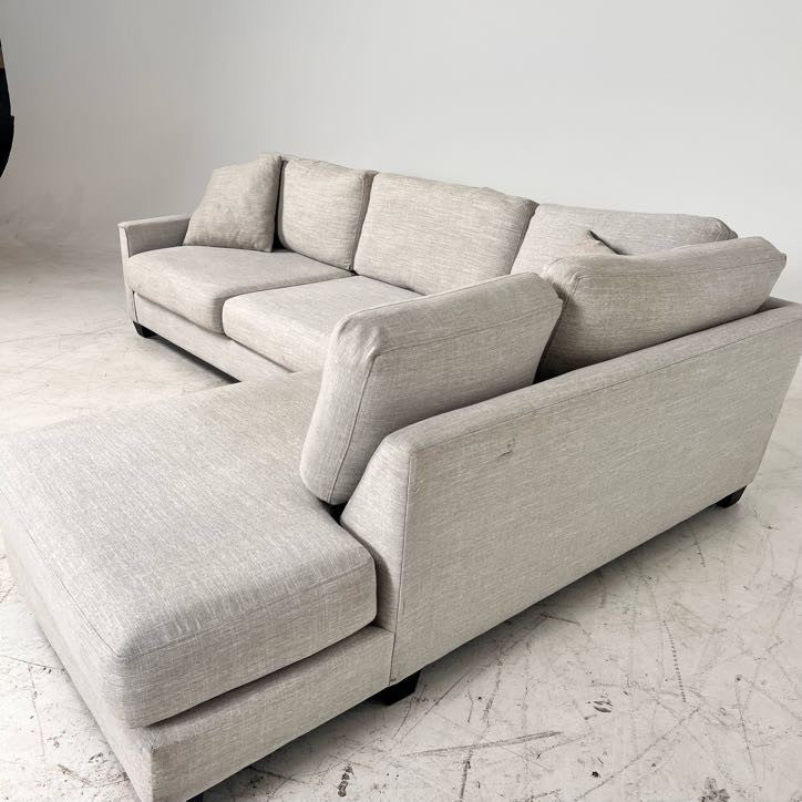 Urban barn sectional. Grey L shaped sofa couch.