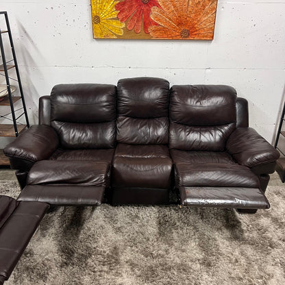 Real leather Reclining sofa set.