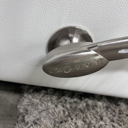 La z boy genuine recliner. White leather reclining chair.