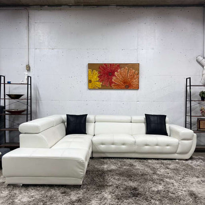 Lincoln sectional by future designs. Leather L shaped sofa couch.