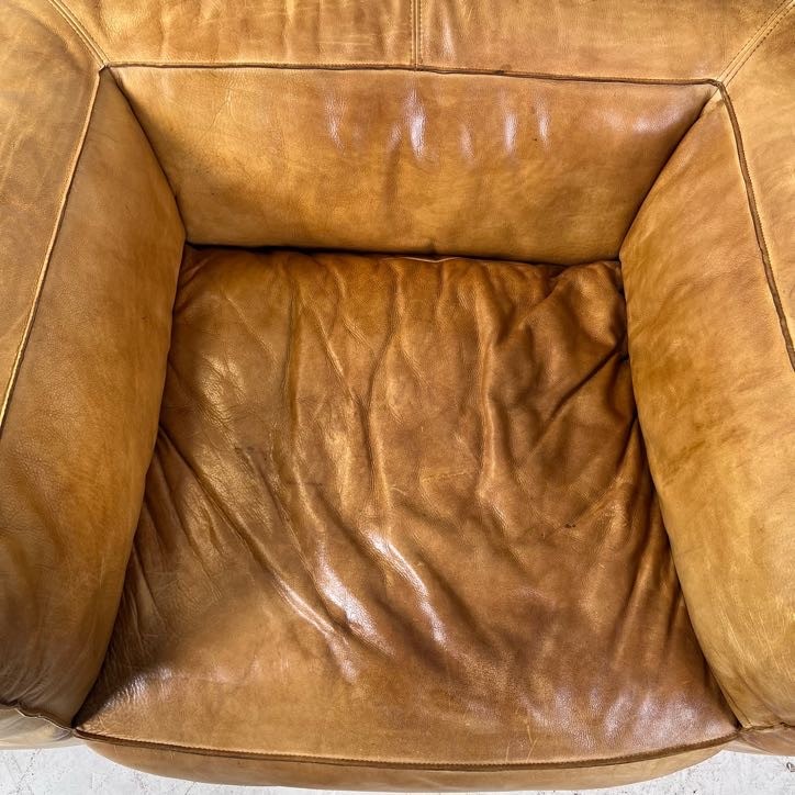 Restoration Hardware fulham aniline leather chair. Giant single seater sofa couch.