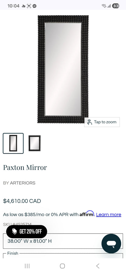 Paxton Mirror by Arteriors. Retails for 4600