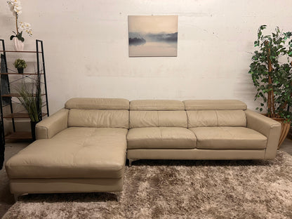 Moe's leather sectional. L Shaped sofa couch.