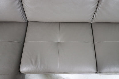 Faux leather sectional. Grey L shaped sofa couch
