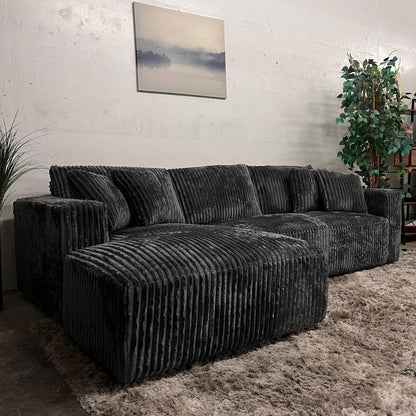 Casa Bella Italian sectional. Thick striped Corduroy