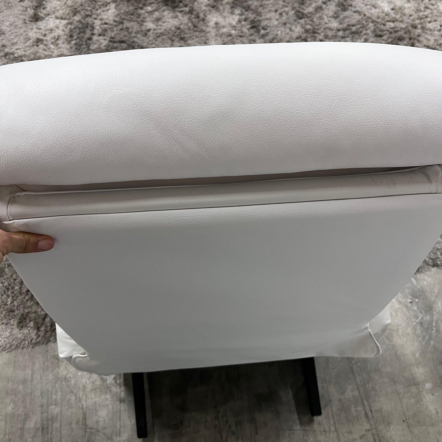 La z boy genuine recliner. White leather reclining chair.